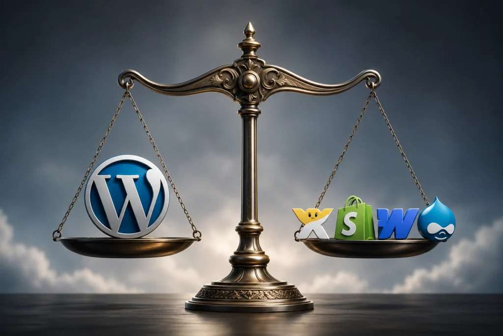 WordPress frente a Webflow, Wix, Shopify, Drupal y los desarrollos a medida